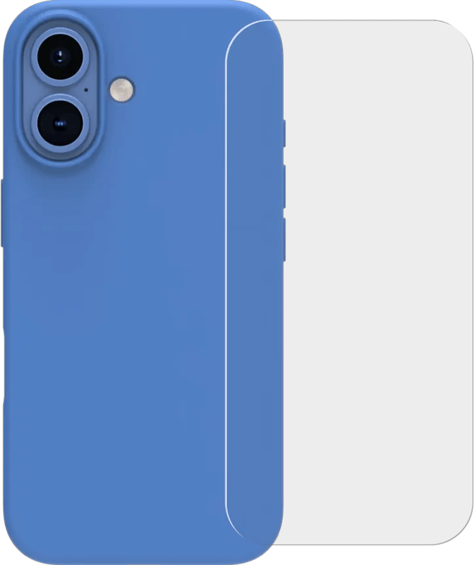 BlueBuilt Back Cover iPhone 16 Blauw + Screenprotector Glas