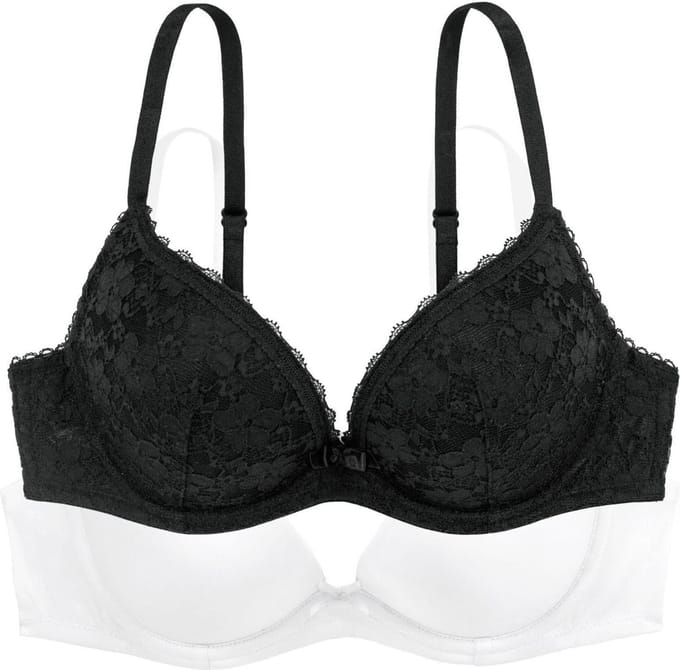 Dorina 2-Pack Push up / Plunge BH's - Sonia - Goedkope T-shirt kanten Bh's - 3/4 Cup - 85D