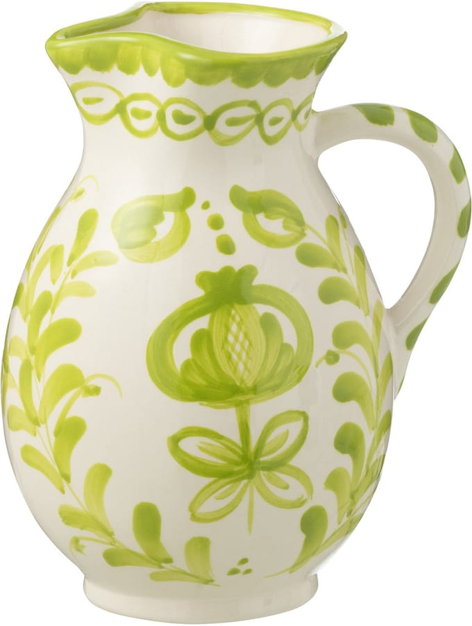 J-Line kruik Granada - keramiek - wit/groen - medium