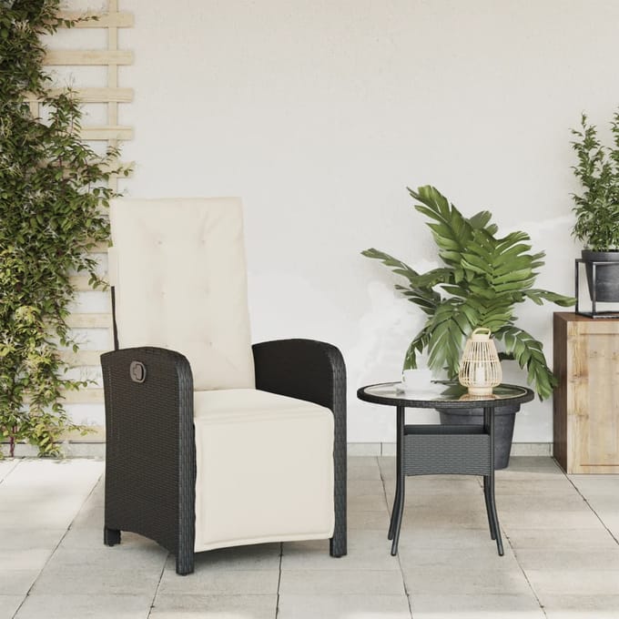 vidaXL - Tuinstoel - verstelbaar - met - voetensteun - poly - rattan - zwart