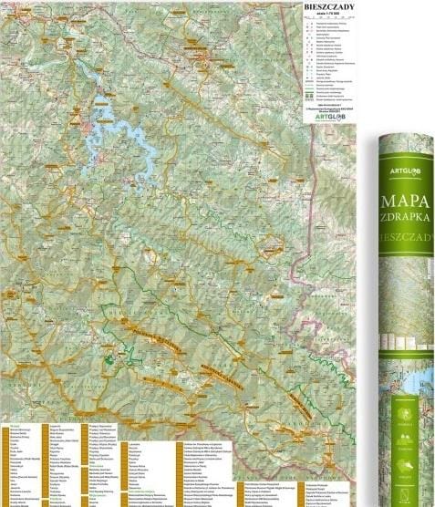 Carte à gratter - Montagnes Bieszczady 1:75 000