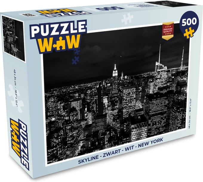 Puzzel Skyline - Zwart - Wit - New York - Amerika - Legpuzzel - Puzzel 500 stukjes