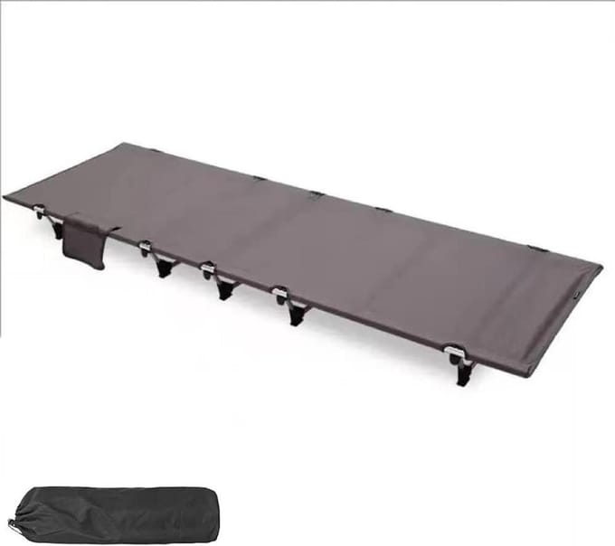 Campingbed Volwassenen - Opvouwbaar Bed - Buiten Kamperen - Extra Groot - 185 cm x 61 cm - Grijs