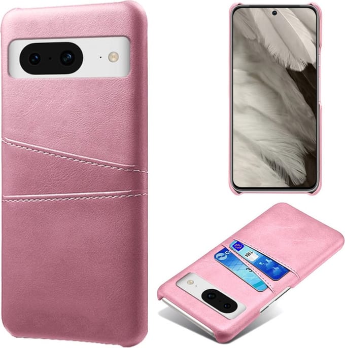 Back Cover met Opbergvakjes + Glas Screenprotector voor Google Pixel 8a _ Roze Goud