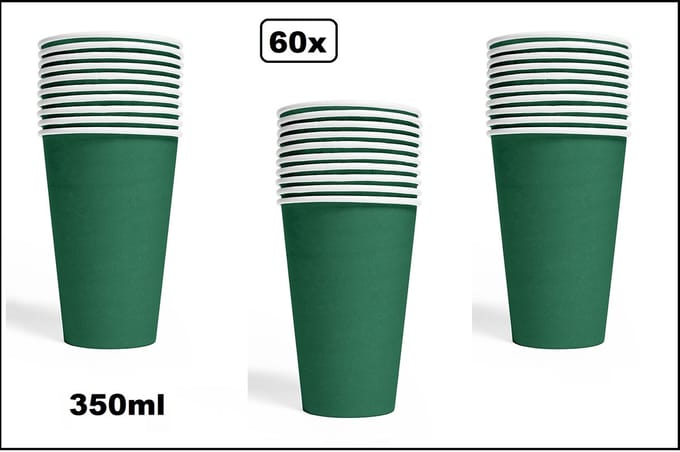 60x Mega beker groen karton 350ml - Drinken drank limonade