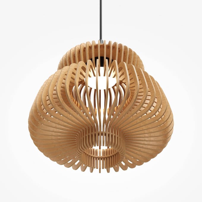 Maytoni LED hanglamp Namiki, Ø 35 cm, hout, CCT, 14 W
