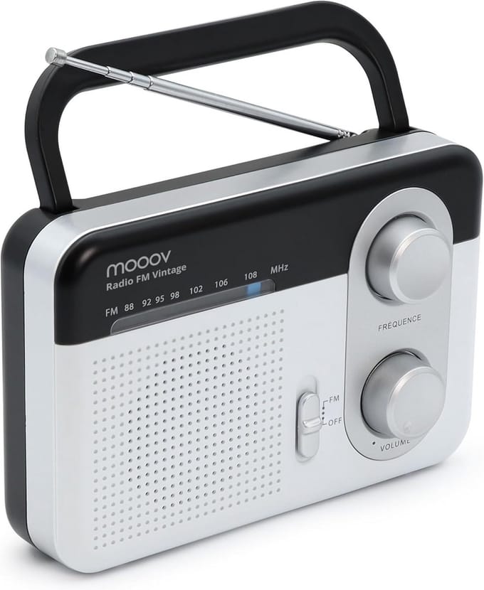 Draagbare FM Radio met Hoofdtelefoonaansluiting - Compact en Wit/Zwart