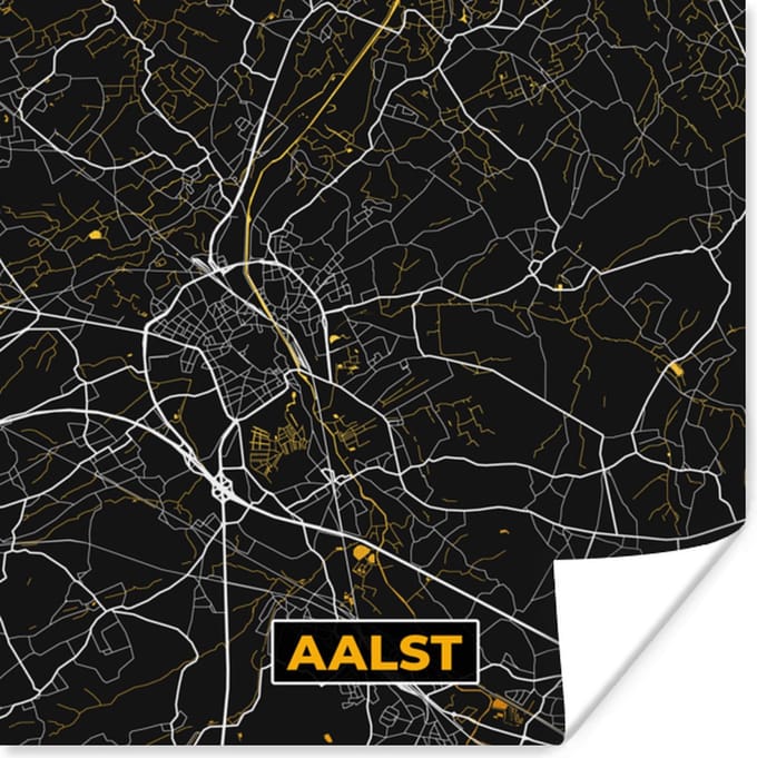 Poster Aalst - Plattegrond - Kaart - Goud - Stadskaart - 75x75 cm