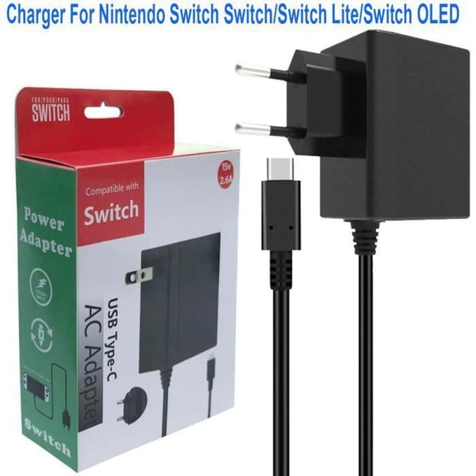 PRISE UE - Chargeur pour Nintendo Switch, 15V, 2,6 a, Adaptateur de câble, Charge rapide, Pour Switch Lite, S