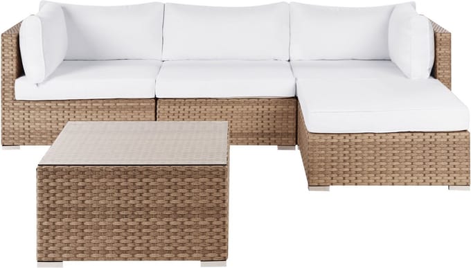 SANO II - Loungeset - Natuurlijk/Wit - Linkszijdig - Kunstrotan