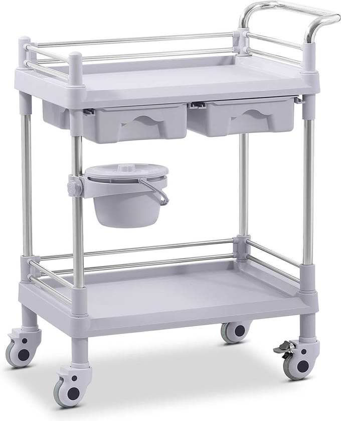 Laboratoriumwagen - 2 planken per 53x38x14 cm - 2 lades - 40 kg - Steinberg Systems