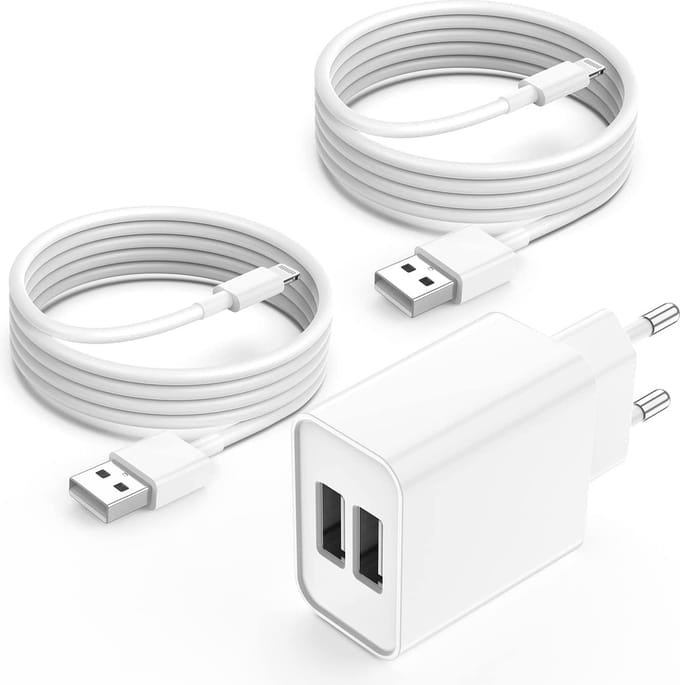Oplader geschikt voor iPhone 14 13 12 11 XS XR X 8 7 6s 6 5s 5 SE - Lightning kabel 3 Meter - Usb Adapter