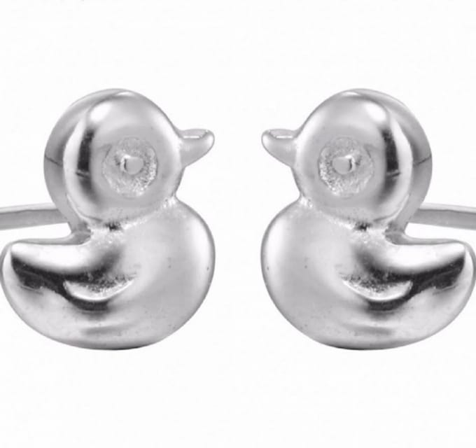 Oorbellen- Eendje- Verzilverd- Charme Bijoux