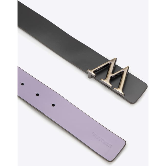 Wittchen - Dames Leren Riem - W-vormige Gesp - Grijs-Paars - Echt Leer