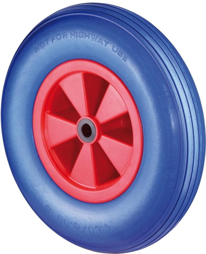 Wiel Polyurethaan Lekvrij 400X100mm Blauw Kunststof