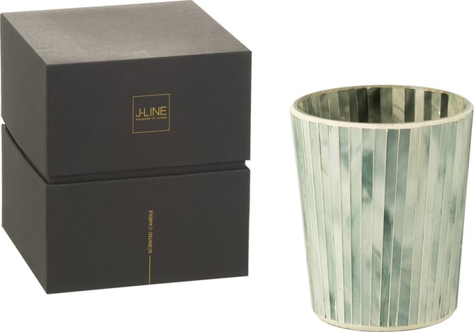J-Line geurkaars Noa - Seaside Bliss - glas - lichtblauw - medium - 55U