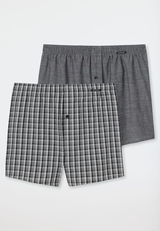 Boxershorts 2-pack geweven stof zwart geruit - Boxershorts Multipack 9