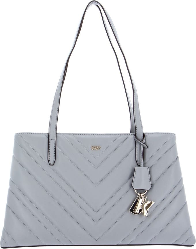 DKNY Leren Schoudertas Madison Tote Bag Grey Melange Lichtgrijs