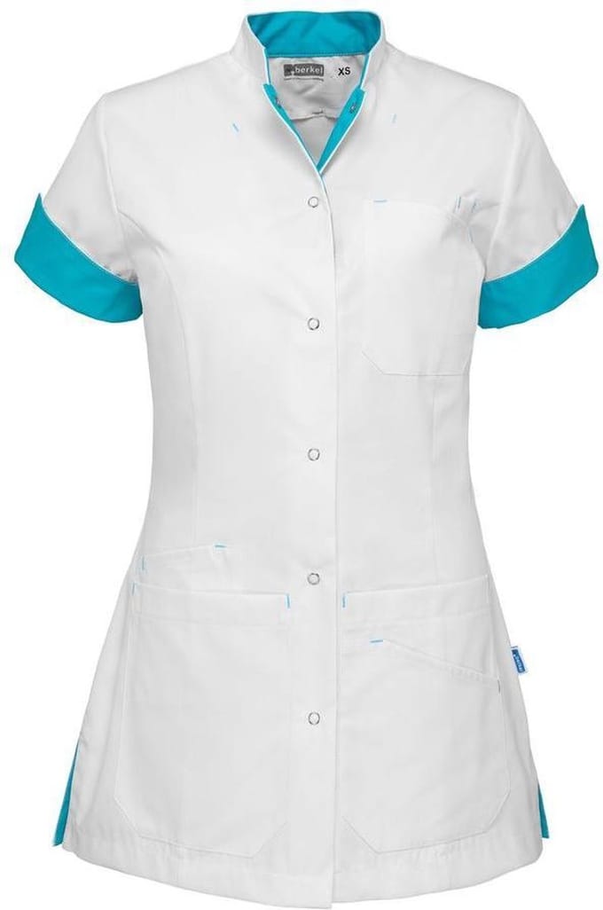 De Berkel zorgjas Livia-wit/turkoois-M (B3777326884M)