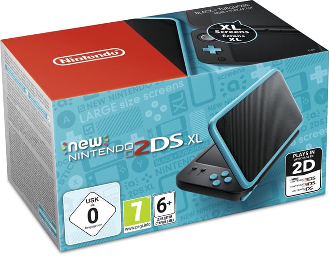 New Nintendo 2DS XL-Zwart / Turquoise Boxed (2DS) Gebruikt