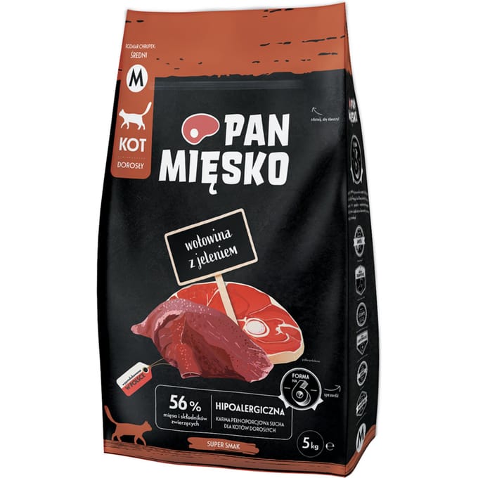 5kg Pan Mięsko Kat Rund met Herten medium droogvoer voor katten