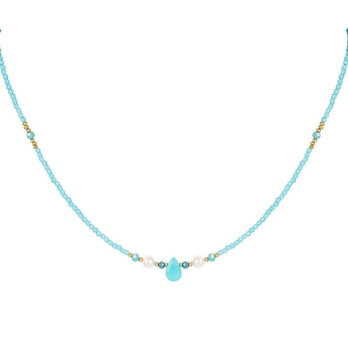 Yehwang Ketting Kralen Lover goud blauw