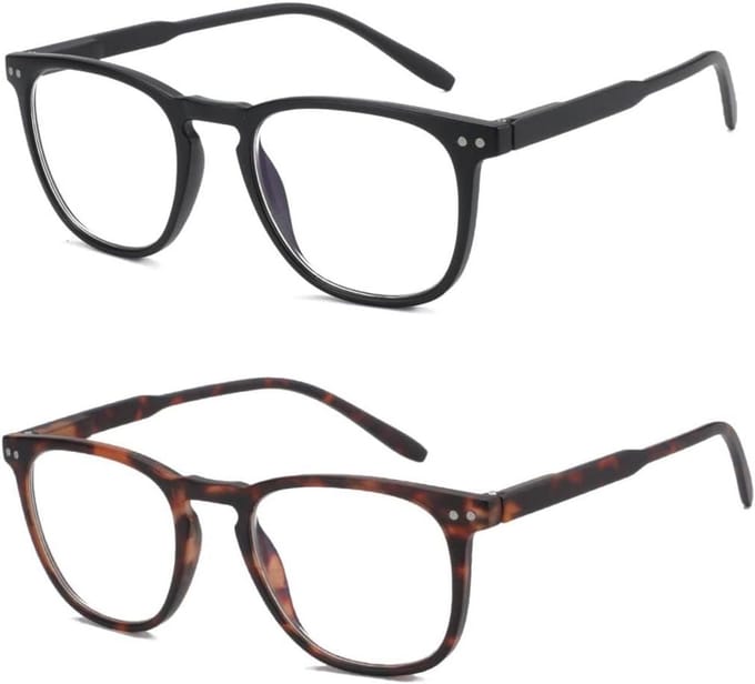 Blauwlichtfilter Bril 2-Pack voor Dames en Heren, Vierkant & Rond, Anti-Verblinding