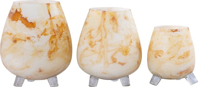 PTMD Windlicht Jamillia - 17x17x19 cm - Glas - Geel