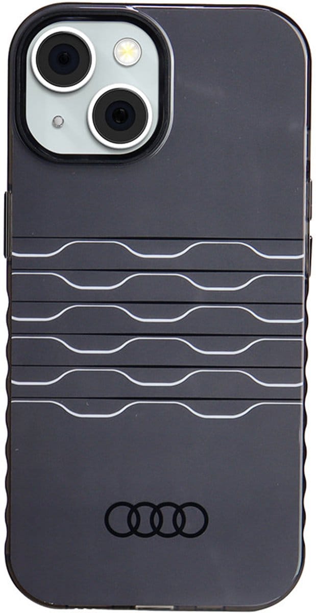 Audi Back Cover - iPhone 15 Hoesje - Zwart - Slanke Pasvorm - Verhoogde Cameraring