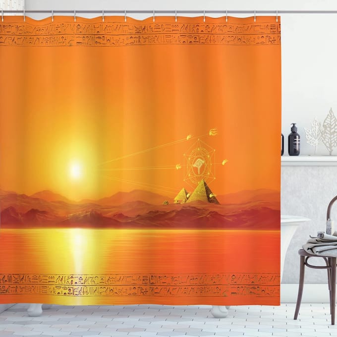 ABAKUHAUS Egypte Douchegordijn – Geel – 175x240 cm – Polyester