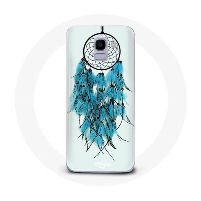 Coque pour Samsung Galaxy A6 2018 Attrape Rêve Bleu Fond Blanc
