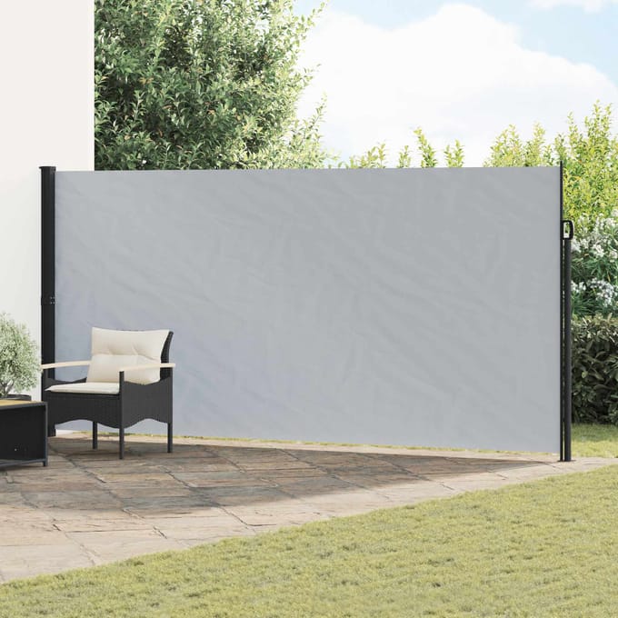 vidaXL - Uittrekbaar - Zijscherm - Rechthoekig - 180 - x - 600 - cm - Polyester - Grijs