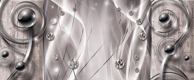 Silver Grey Black Abstract Modern Art Photo Wallcovering