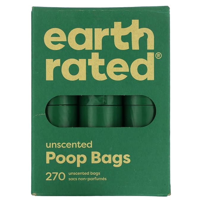 Earth Rated, Sacs à Déjections Canines, Non Parfumés, Paquet de 270 black