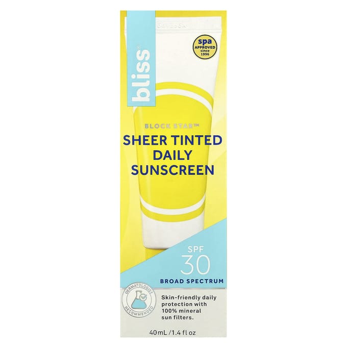 Bliss, Block Star™ transparante getinte dagzonnecrème, SPF 30, 40 ml (1,4 fl oz) white
