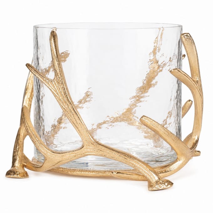 windlicht gewei champagne goud large d28 h20cm