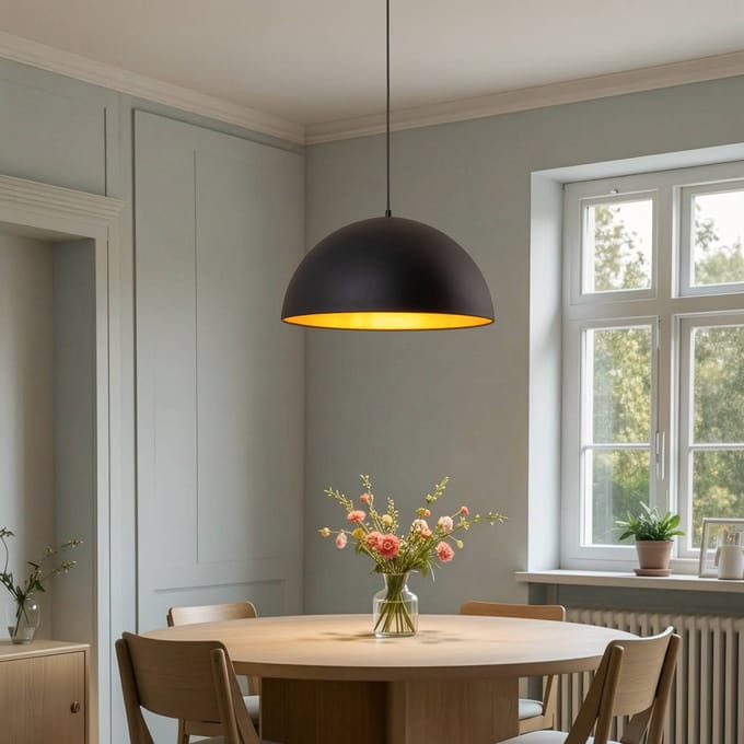 ROYALTECH Hanglamp Lipeo, zwart/goud, Ø 50 cm, metaal, E27