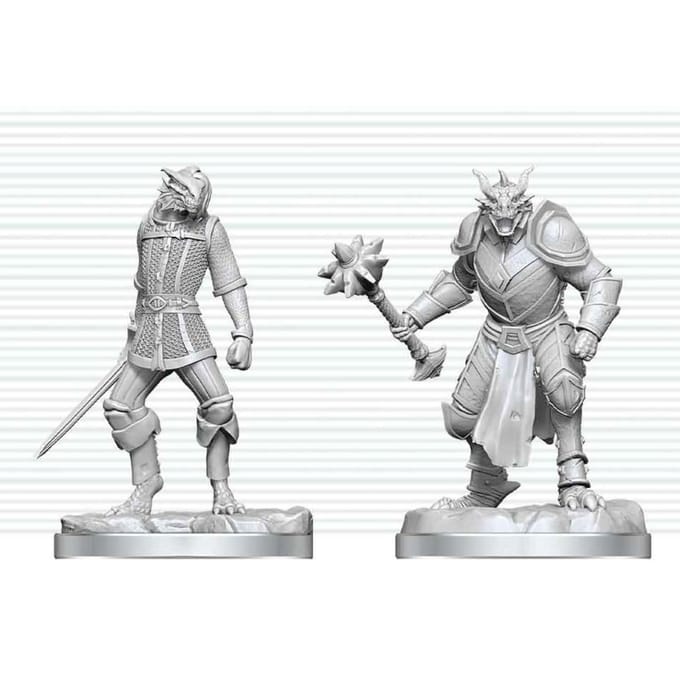 Dungeons & Dragons Nolzur's Marvelous Miniatures Unpainted Miniature Dragonborn Paladin & Dragonborn Squire 14 cm