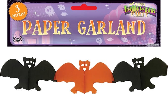 Halloween feestslinger vleermuizen - 3 meter - oranje/zwart - van papier