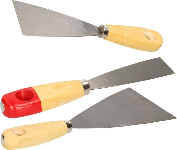 Bruder Mannesmann Plamuurmessen set 3-delig - 30 mm - 60 mm - 100 mm - staal - hout