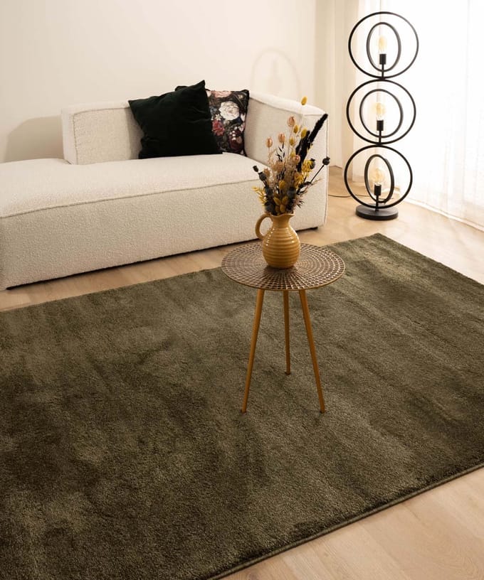 Velours vloerkleed - Flair olijfgroen 200x300