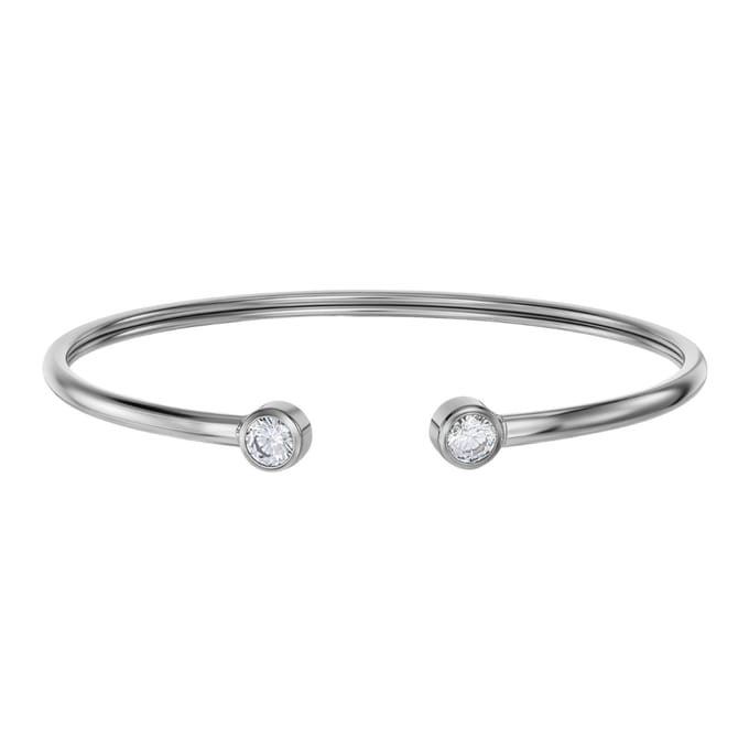Traveller Bangle - Dames Armband - Edelstaal - Zirkonia - 6x5 cm - Flexibel - 181309