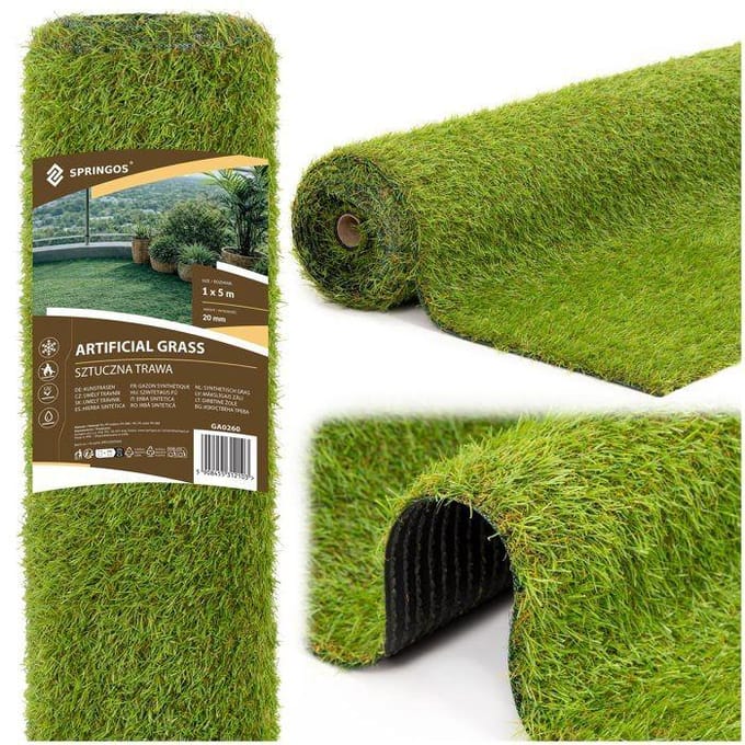 Springos Kunstgras - Terras - Balkon -Tuin - Zacht - 1 x 5 m - 20 mm