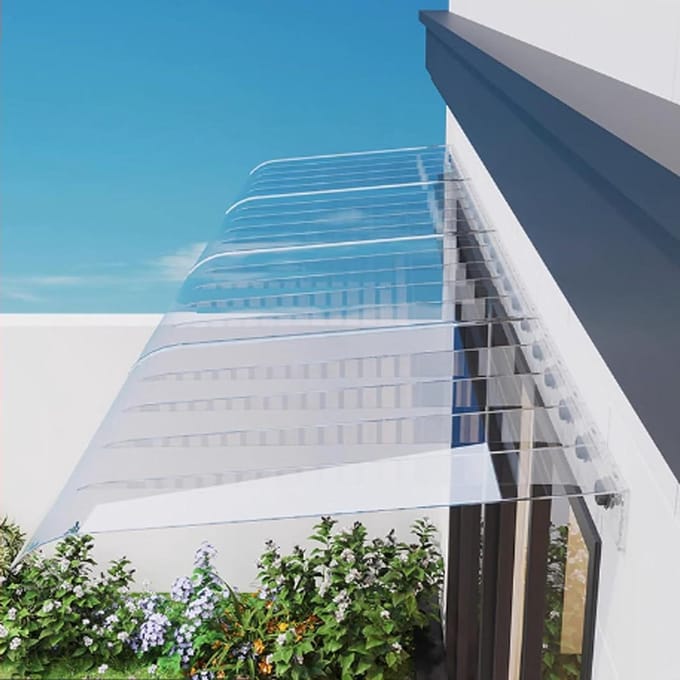Voordeur Afdak - Raam Luifel - Bescherming Buiten - UV-Bestendig Polycarbonaat - 40x210cm - Facade