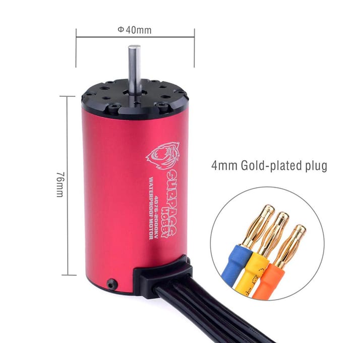 Moteur sans balais 2000 KV 4076, étanche, 150A, ESC sans balais avec prise BEC XT60 pour voiture RC 1/8 multicolore