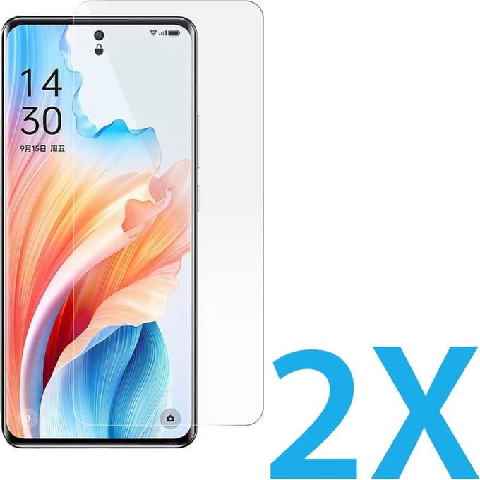 Glasplaatje Geschikt voor: Oppo A79 5G / A98 5G - 2x Screenprotector - screen protector - glas - bescherm - beschermglas