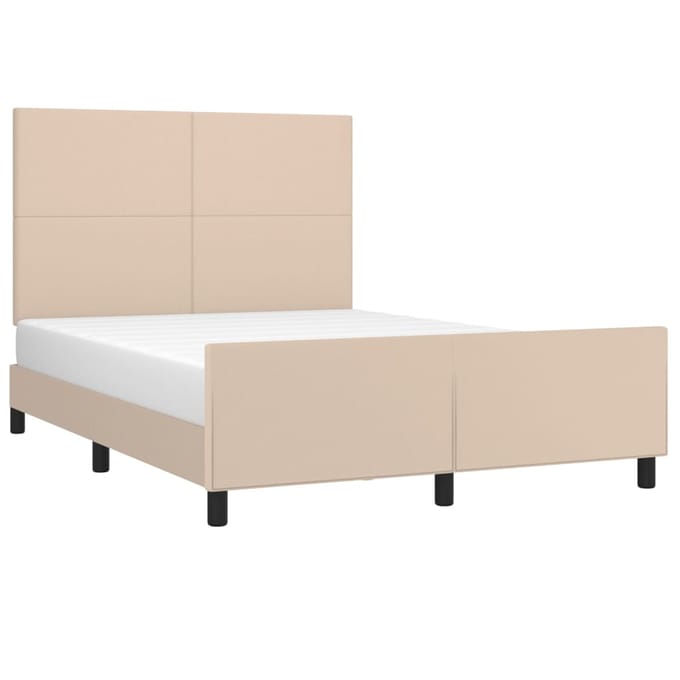 vidaXL - Bedframe - met - hoofdbord - kunstleer - cappuccinokleurig - 140x200 - cm