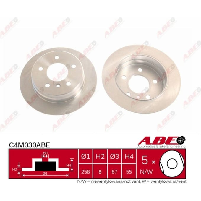 Remschijf ABE C4M030 achter, volledig, 1 Stuk