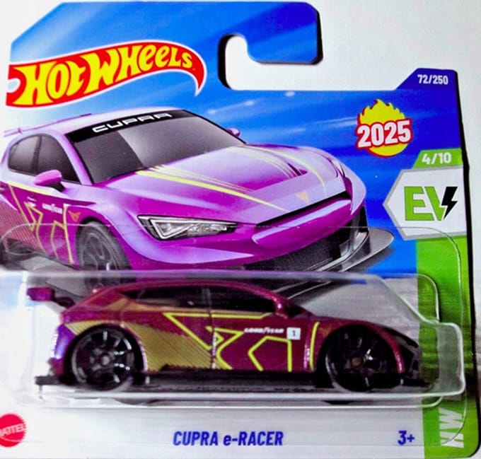 HOT WHEELS CUPRA e-RACER PURPER 72/250 HW EV4/10 1:64 SHORT CARD