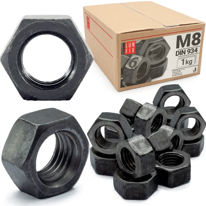Zeskantmoer M8 - 1 Kg (ca. 220 Stk.) - DIN 934 - Sterkte 6 - Regelgewinde - moeren voor schroeven